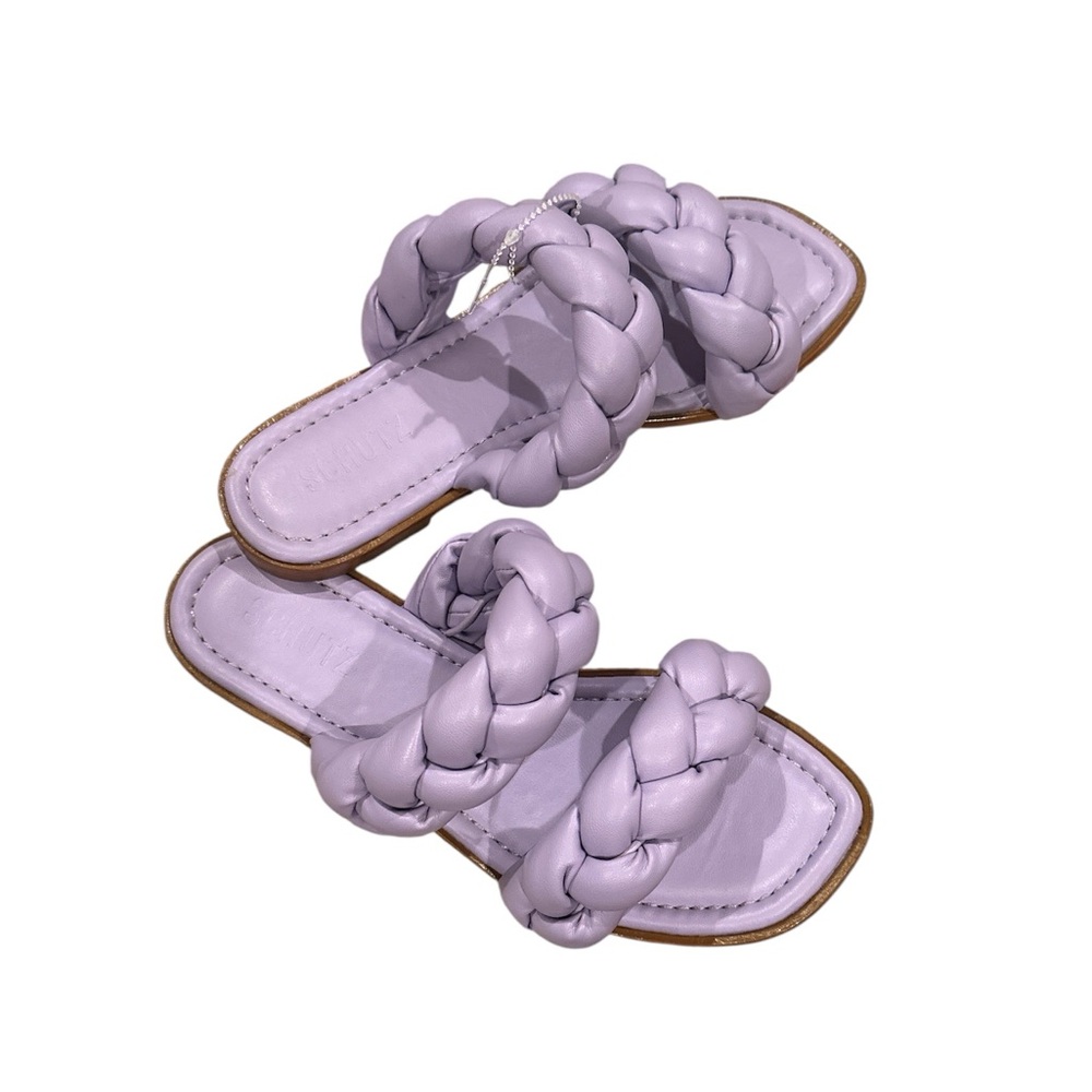SCHUTZ LAVENDER PURPLE SANDAL SLIDES Women's Braided Lilac 8.5